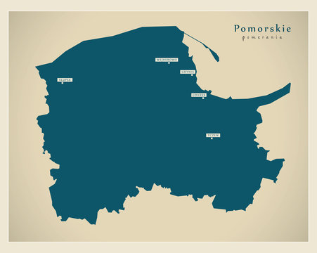 Fototapeta Modern Map - Pomorskie PL