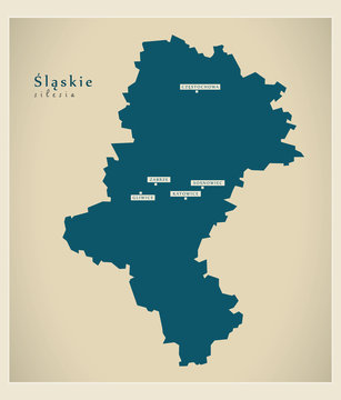 Fototapeta Modern Map - Slaskie PL