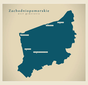 Fototapeta Modern Map - Zachodniopomorskie PL