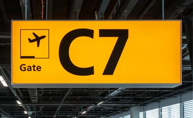 Printed kitchen splashbacks Airport Illuminated sign at airport with gate number
