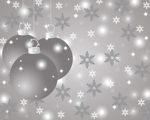 Silver Christmas background with Christmas balls