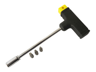 T-shaped screwdriver with bits isolated on a white background