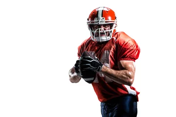 Tuinposter American football player in action isolated on white background © 103tnn
