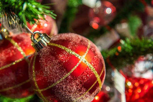 Christmas Decorations, Red And Gold Ornaments