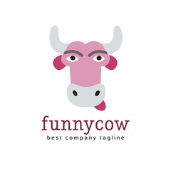 Abstract funny cow vector logo icon concept. Good as logotype