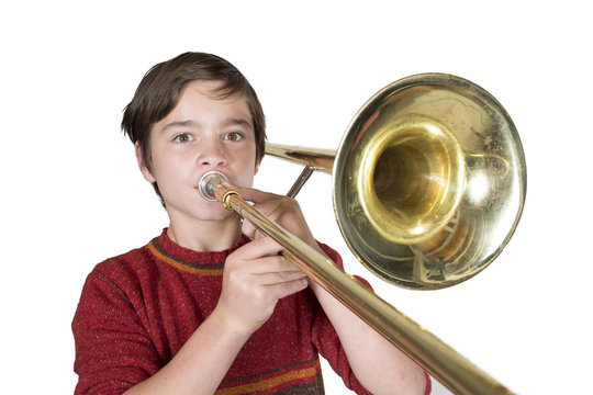boy with a trombone