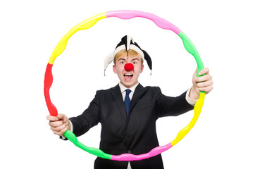 Businessman clown in funny concept isolated on white