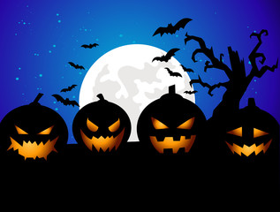Halloween Party Background with Pumpkins