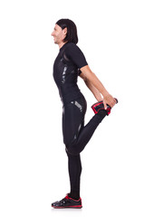 Fototapeta premium Man doing exercises isolated on white