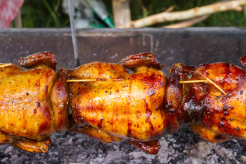 Grilled chicken  in front of the restaurant