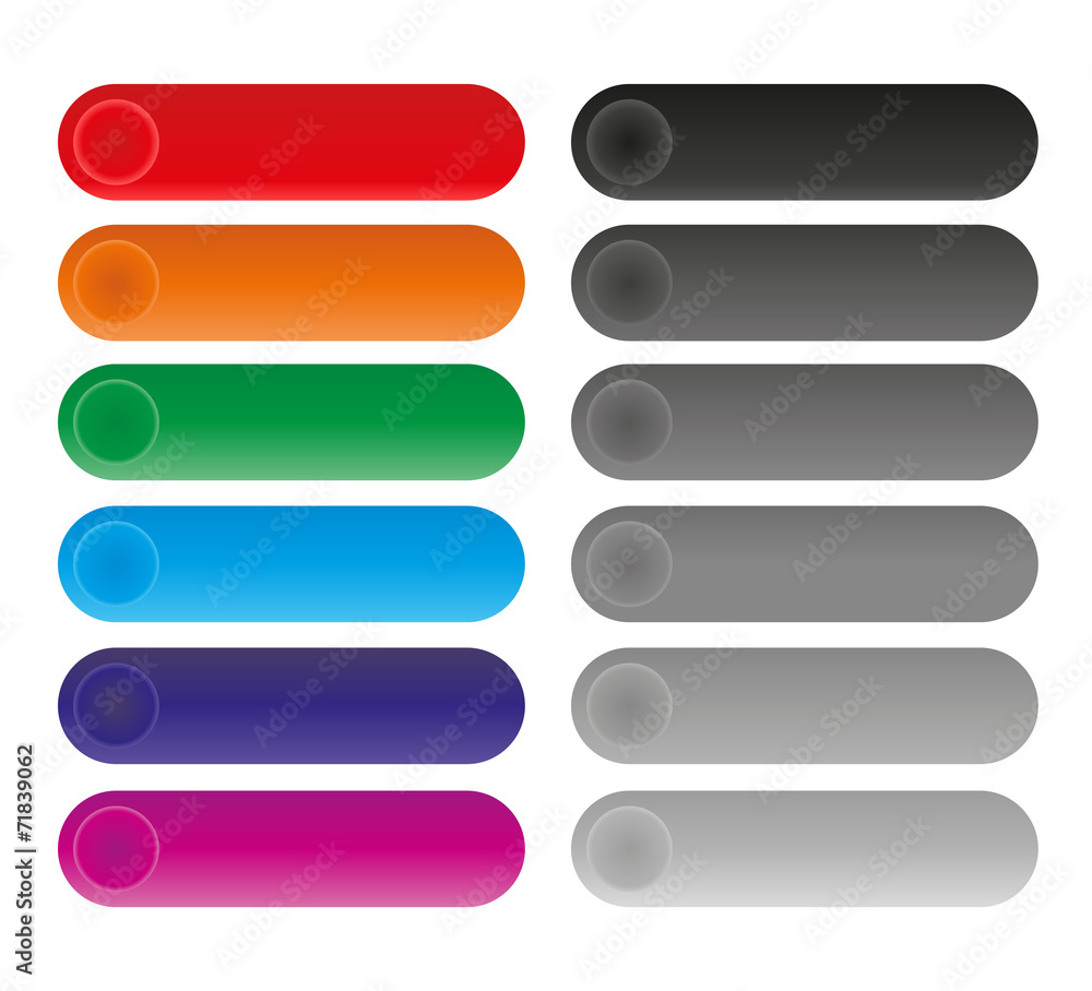 Wall mural set of rounded colorful buttons