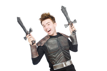 Funny knight isolated on the white background