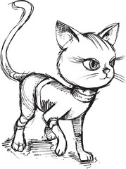 Cat Kitten Sketch Doodle Vector Illustration Art