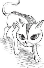 Cat Kitten Sketch Doodle Vector Illustration Art