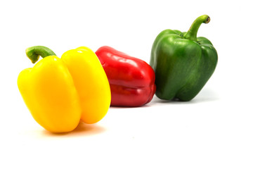 Colored Fresh Sweet Pepper on White Background.