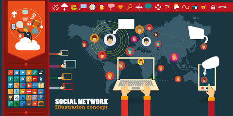 Social Network Vector Concept with icons.