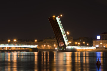 Fototapeta na wymiar The Liteyny Bridge at night in Saint Petersburg