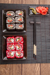 Japanese sushi with red caviar