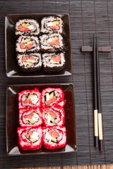 Japanese sushi with red caviar