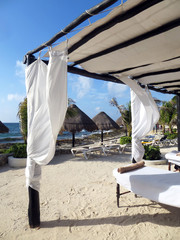 Massage tables set up for message on the beach                   - 71842027