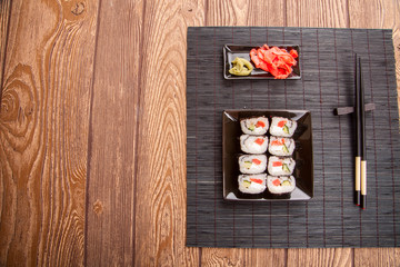 Japanese sushi with red caviar