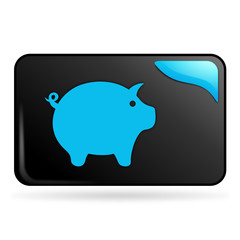 cochon sur bouton web rectangle bleu