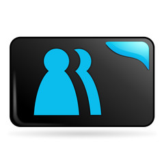 contacts sur bouton web rectangle bleu