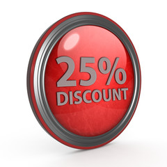 Discount 25 circular icon on white background
