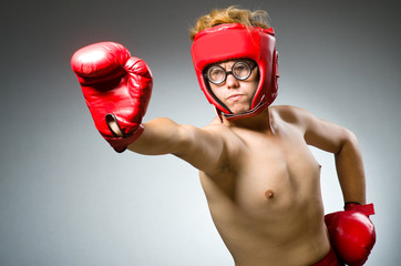 Funny nerd boxer in sport concept