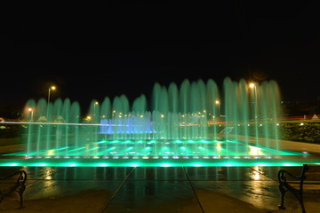 Zagreb fountains by night Green Light