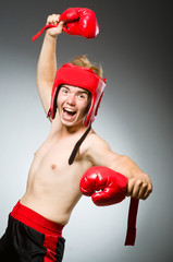 Funny nerd boxer in sport concept