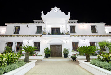 Council at night in the village of Mijas, Malaga, Spain.