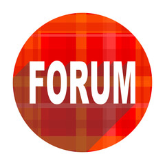 forum red flat icon isolated