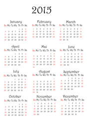 2015 year calendar