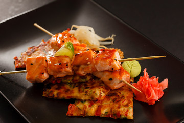 Japanese Skewered salmon with Vegetables