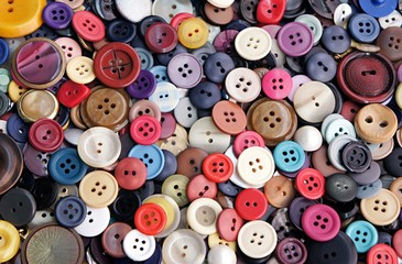 Collection of buttons of different colors and sizes