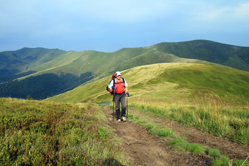 Fototapeta premium Summer hiking in the mountains.