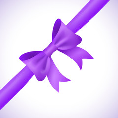 Big shiny purple bow and ribbon on white background. Vector - 71846412