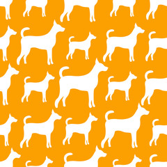 Animal seamless vector pattern of dog silhouettes