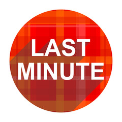 last minute red flat icon isolated
