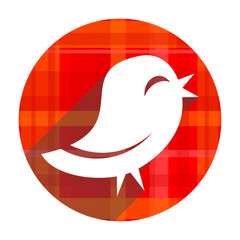 twitter red flat icon isolated