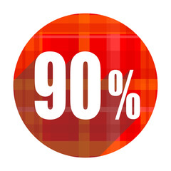 90 percent red flat icon isolated