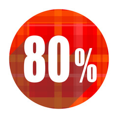 80 percent red flat icon isolated