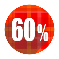 60 percent red flat icon isolated