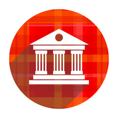 museum red flat icon isolated