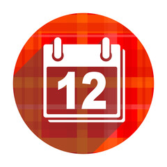calendar red flat icon isolated