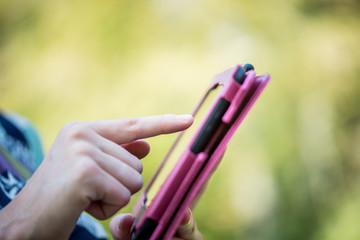 Finger Pressing Tablet Gadget in Pink Case