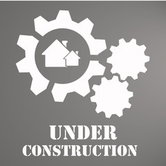 Under construction over gray color background