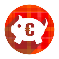 piggy bank red flat icon isolated