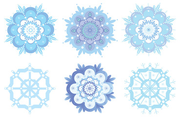 Ornamental winter snowflakes or flowers